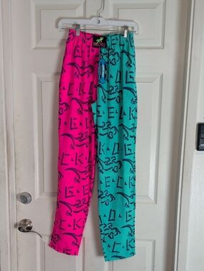 Gecko's 1990s Color Block Beach Pants Women Small